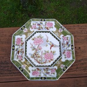 Vintage 1982 Oriental Garden Green Hexagonal Plate